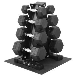 Fitvids Rubber Coated Hex Dumbbell Set with Storage Rack, 100 LB Hand Weight Set with Anti-Slip Grip for Home Gym