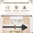 Curtain Rods, No Rust Adjustable Blackout Drapery Rods, 5/8 Inch Diameter Wrap Around Curtain Pole for Windows, Ideal for Bedroom, Outdoor (30-88 Inch, Black)