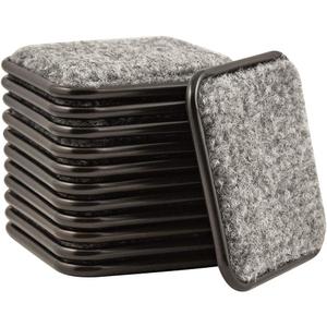 SoftTouch 2 1/2" Square Reusable Carpet Bottom Furniture Caster Cups to Protect Hardwood, Tile or Laminate Floors, Brown/Gray (12 Pack)