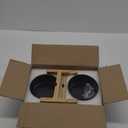 SPUNKYJUNKY Ceramic Elevated Dog Bowls 2 Pack - 6.1inch Raised Dog Bowls with Non-Slip Wooden Stand for Medium Dogs Dishwasher Safe(Black,28.7OZ*2)