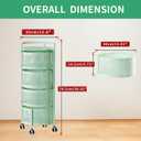 JAQ Kitchen Storage Rack No Assembly, 4-Tier Metal Storage Tower Basket Shelves Organizer on Rolling Wheels with Removal Drawers for Fruit Vegetable Grocery Corns Potato Onion (4-Tier, Green), 13.38 X 13.38 X 29.13 Inches