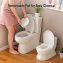 2-in-1 Toddler Potty Training Toilet - Larger Potty Chair & Detachable Training Seat for Boys & Girls Ages 1-3 with Flushing Sound, Wipes Storage, Toilet Paper Holder (White)