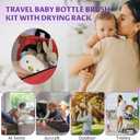 VOOWO Baby Bottle Brush & Drying Rack, Travel Bottle Cleaner Kit, Silicone Nipple & Straw Cleaner (White)
