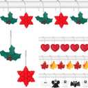 2 x 48 Pcs Seasonal Shower Curtain Hooks Set Valentines Day Bathroom Decor Decorative Shower Curtain Rings for Holiday Christmas Thanksgiving Fall Halloween Accessories, Stainless Steel