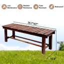 Outdoor Garden Bench, Solid Wood Patio Park Bench All-Weather 2-Person Seat Backless Bench, Anti-Corrosion Anti-Rust Garden Benches for Deck, Porch, Poolside, Yard & Balcony (Carbonized, 35.5 in)