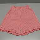 Girl's Gingham Shorts Elastic Waist Wide Leg Ruffle Hem Loose Casual Summer Plaid Shorts, Size 12 Y