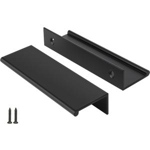 Peaha 10 Pack Kitchen Cabinet Handles 4 inch Black Pulls for Dresser Drawers Door Edge Finger Pull Aluminum Alloy Hardware