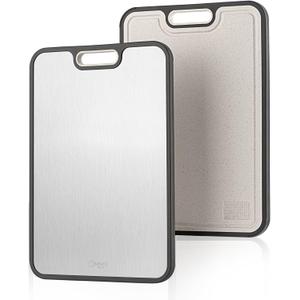 Titanium Cutting Boards for Kitchen, 15" Double Sided Cutting Board Food Grade, Pure Titanium and Wheat Straw PP, for meat & Veggie, Non-Slip