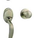 Kwikset Dakota Front Door Lock Handle and Deadbolt Set, Entry Handleset Exterior with Interior Door Knob, Satin Nickel, Pick Resistant SmartKey Rekey Deadbolt Security