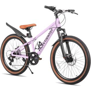 KEANO Huntaway 20 24 Inch Kids Bike for Boys & Girls Ages 7-12 Years Hardtail Mountain Bike for Kids with Aluminum Frame and 7-Speed Drivetrain Children Bicycle (Pink)