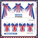 Knitgrip 10ft Patriotic Red White and Blue Outdoor Decorations Bunting Bow Garland with 4th of July 4 Large Bows Patriotic Porch Decor American Flag 250th Banner for Independence Day Wall Stair