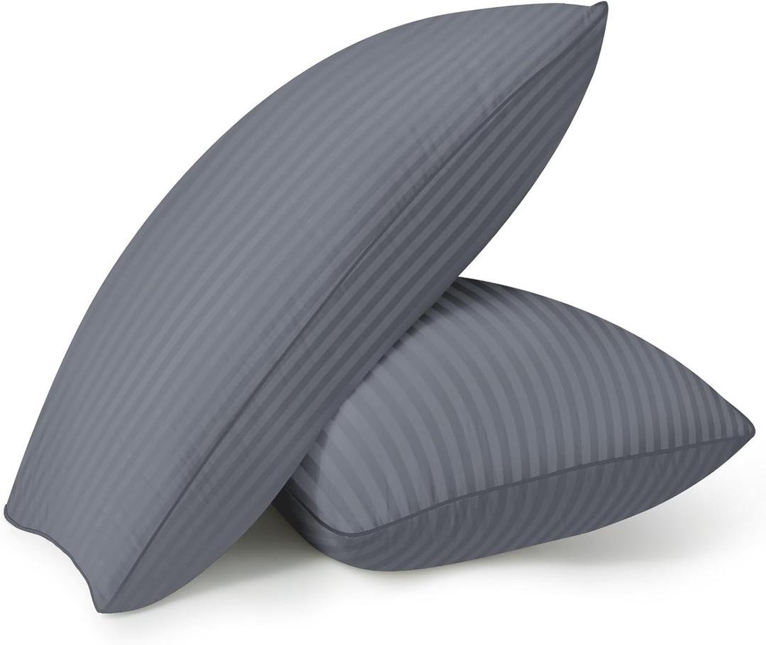 HYLEORY Bed Pillows Queen Size Set of 2 for Sleeping - Luxury Hotel Pillows, Soft & Supportive Down Alternative Microfiber Cooling Pillow for Night Sweats Back/Stomach/Side Sleepers, Grey