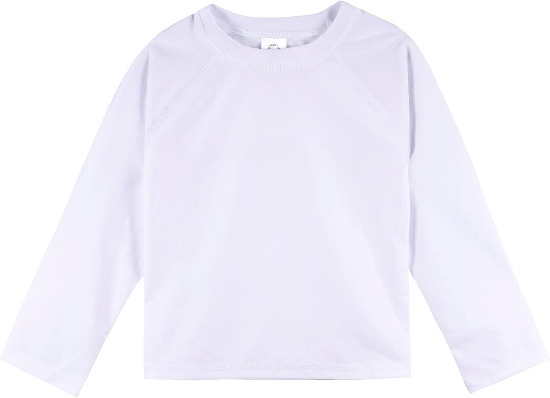 Gerber Unisex Baby Toddler UPF 50+ Long Sleeve Rashguard Swim Shirt (18 Months, White)