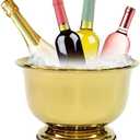 Sipoyen Gold Ice Bucket for Parties Stainless Steel 8L Beverage Tub Large Capacity Champagne Bucket Drink Tub Insulated Punch Bowl Drink Chiller, 12 Quarts