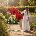 2 Pcs 5ft Large Red Poppy Flowers Giant Artificial Poppy Standing Huge Handcrafted Decoration for Garden Hotel Office Wicked Birthday Wedding Bridal Shower Art Gallery Shop Window Display