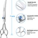 JASON 7" Curved Dog Grooming Scissors, Ergonomic Pets Cats Trimming Shears with Offset Handle and a Jewelled Screw for Right Handed Groomers, Sharp, Comfortable Christmas Gift