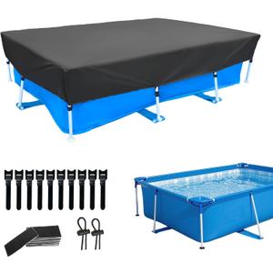 87 x 59 inch Rectangular Pool Cover 7 x 4 Rectangle Pool Covers 7.3 ft x 4.9 ft Swimming Frame Pools Cover Rectangle Made of 210D Heavy-Duty Rainproof Oxford
