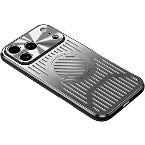 Designed for iPhone 17 Pro Max Case,[Compatible with MagSafe][Military Drop & Camera Lens Protection],Luxury Aluminum Alloy Heat Dissipation Shockproof Cover,Silver