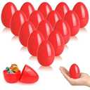 ZSMKJIAYE 16 Pcs Red Easter Eggs, 2.4 Inches Plastic Fillable Eggs for Basket Stuffers Easter Hunt, Surprise Egg for Candy & Presents, Party Favor.