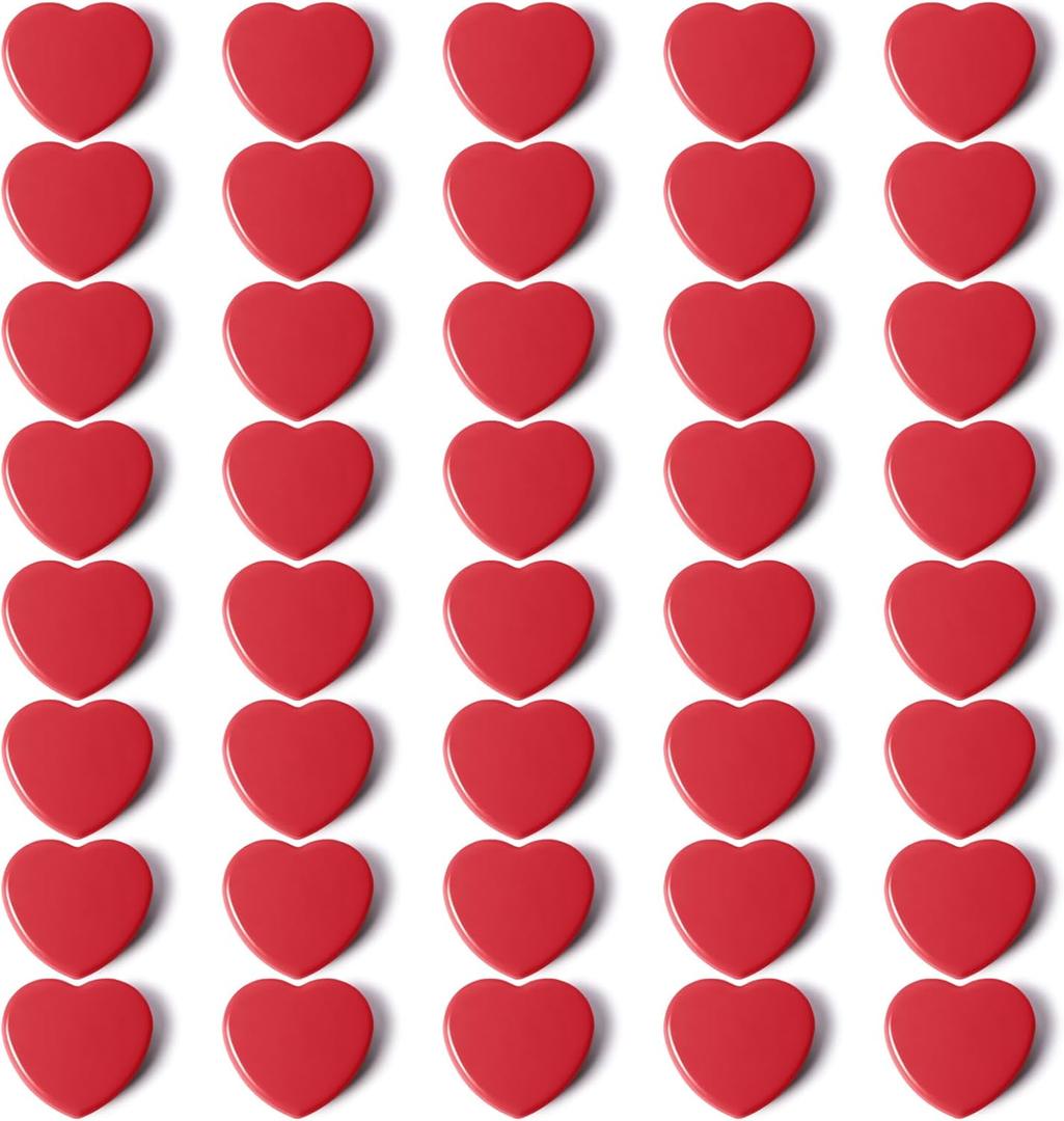40pcs Heart Fridge Magnets - Heavy Duty Refrigerator Magnets for Whiteboard & Metal Surfaces - Cute Mini Decorative Magnet, Small Strong Magnets for Home Office Classroom Kitchen Locker (Red)