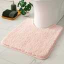 MIULEE Pink Toilet Rug U Shaped for Bathroom - Soft and Absorbent Microfiber Contour Bath Rugs for Toilet, Non Slip Rubber Backside for Extra Safety, Machine Washable - Blush, 20''x20''