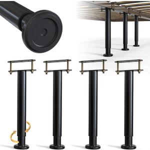 4Pcs Bed Frame Support Leg, Adjustable 14" to 23.6", Increase Under-Bed Storage Space, Extra Sturdy Steel Bed Risers with Wider Rubber Base, More Stable, for King/Queen Bed
