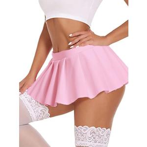 Avidlove Pleated Skirts for Women Y2k Mini Skirt Casual Short Skirts Micro Skirt XS-4XL (Pink)