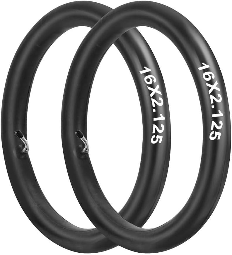 16 x 2.125 Butyl Inner Tubes 2 Pcs 16 Inch Bike Tube 90 Bent Valve Stem Tire Tubes for 16x1.75 16x1.95 16x1.75/2.125 Electric Bicycle Bike Kids Bikes Mountain Bike Replacement Tubes