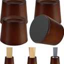 Wooden Furniture Bed Risers - 3 Inch Circle Heavy Duty Furniture Height Extenders Lifts for Sofa Couch Desk Chair Table Base Raising Space, Convenient Store and Cleaning, Pack of 4, Walnut