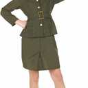 fun shack WW2 Army Girl Costume for Kids, Army Girls Halloween Outfit, Military Dress Up for Girls (X-Large)