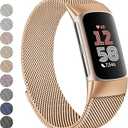 Vanjua for Fitbit Charge 6 Bands Women Men, Stainless Steel Metal Mesh Loop Adjustable Wristband Replacement Strap Compatible with Fitbit Charge 6 Fitness Tracker