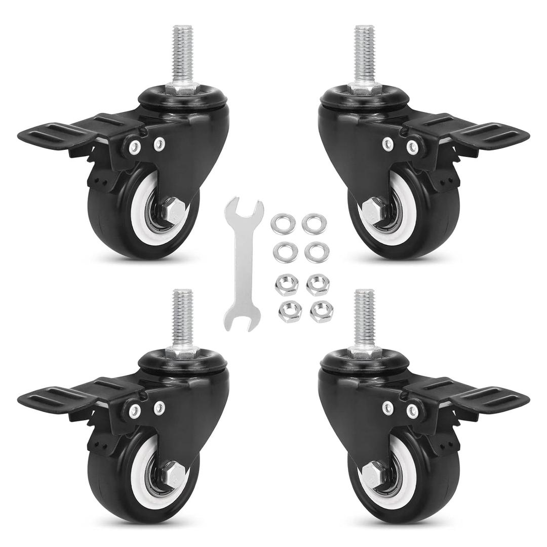 2" Stem casters Set of 4 Heavy Duty Inch Threaded Stem 5/16"- 18 x 1 casters Wheels Furniture Wheels
