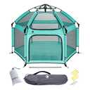 Pop 'N Go Baby Playpen, Pack N Play with Canopy, Beach Tent, Sweet Mint | Patented “pop-up and release” technology with secure safety lock, bug proof mesh, aluminum frame carry bag 12 stakes included