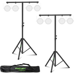 Dj Light Stand T Bar Metal Stage Stand for Par Lights Tripod Light Stand with Crossbar Mount, with a Carry Bag, Set of 2