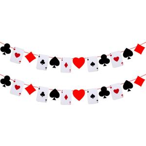 Sherr 2 Pcs Poker Theme Party Decorations 10 ft Pre-strung Poker Birthday Banner Hanging Dice Garland for Game Night Bachelorette Theme Party Favors Graduation Supplies (Classic Style)