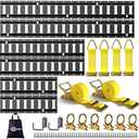 Trekassy E Track Tie-Down Rail Kit, 20 Pcs Set Etrack kit: 16in+2ft+3ft Rails, 6 O-Rings, 4 Tie Offs, 2 J-Hooks for Trailers, Vans, Trucks, Garages