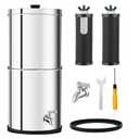 2.25G Ultra-Filtration Gravity Water Filter System，304 Stainless Steel Countertop System with 2 Filters & Metal Faucet，NSF/ANSI 42 Certification，Reduce 99% Chlorine
