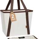 STORAGE MANIAC Collapsible Laundry Caddy, 128L (34 Gal) Large Collapsible Laundry Basket with Sturdy Metal Wire Frame, Long Carry Handles - Space-Saving, Foldable Laundry hamper, 2 Pack Beige