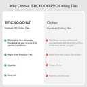 STICKGOO PVC Ceiling Tiles, 2'x2' Glue Up Ceiling Panel White to Prevent Breakage Cover 48 Sq. Ft, Pack of 12 Tiles