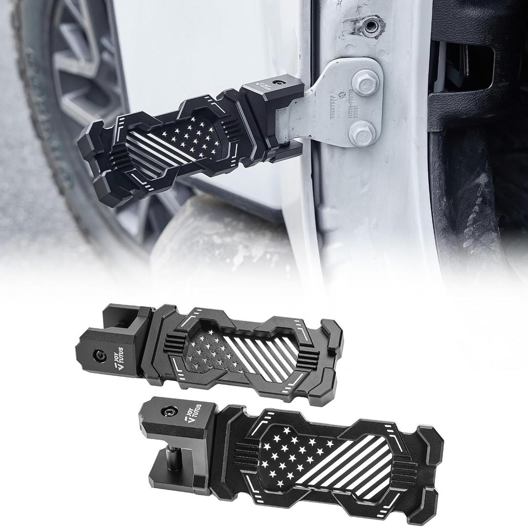 JOYTUTUS 120 CNC Wrangler Foot Pegs Doors Off Compatible with Wrangler JK, JKU, JL, JLU & Gladiator JT 2007 to 2026, Aluminum Exterior Door Hinge Foot Rest Pedals Footrests