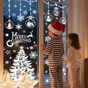 2 x HEEKPEK 163PCS Christmas Window Clings Decorations Large Merry Christmas Double Sided Stickers, Santa Claus Xmas Tree Reindeer Decals for Home Office School (14 Sheets)