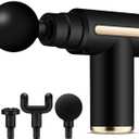 Massage Gun,Deep Tissue Massage Gun for Athletes - Percussion Back Massager for Muscle Pain Relief - Quiet Brushless Motor with 4 Professional Heads - Ideal Christmas Gift for Men & Women, Sleek Black