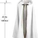 Hooded Doom Cloak Renaissance Long Cape for Cosplay for Men and Women Halloween Medieval Costume (White)