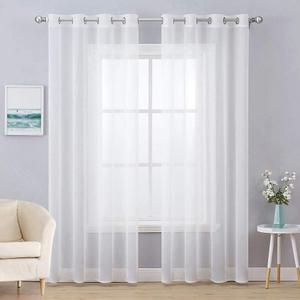 MIULEE 2 Panels Solid Color White Sheer Curtains Elegant Grommet Window Voile Panels/Drapes/Treatment for Bedroom Living Room (54X108 Inch)