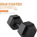 CAP 50lb Rubber Coated Hex Dumbbell, Comfort Grip, Free Weights, Single