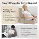 Vekkia 21" Reading Pillow for Sitting Up in Bed, 60 Ergonomic Wedge Back Pillow with Multi-Density Foam for Comfortable Support, XL Side Pockets, Bed Chair for TV, Gaming, Working, Nursing & Recovery