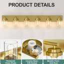 IZORRO Bathroom Vanity Light Fixture, 6-Light 46 Inch Gold Bathroom Light Fixtures Over Mirror, with Clear Glass Shade, Modern Farmhouse Vanity Lights, Rustic Restroom Lighting Fixtures