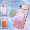 Bonoma Compatible with iPhone Air Case 2025 Support for MagSafe, Plating Heart Glitter Magnetic Case TPU Camera Protection Back Cover for Phone Case -Pink