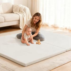Ultra Soft Baby Play Mat for Floor 1.4" Thick Memory Foam 79x79 Playpen Mat for Toddlers Infant Kids with Non-Slip Backing Safe for Crawling, Water-Repellent Leather for Tummy Time, Tatami Style(Grey)
