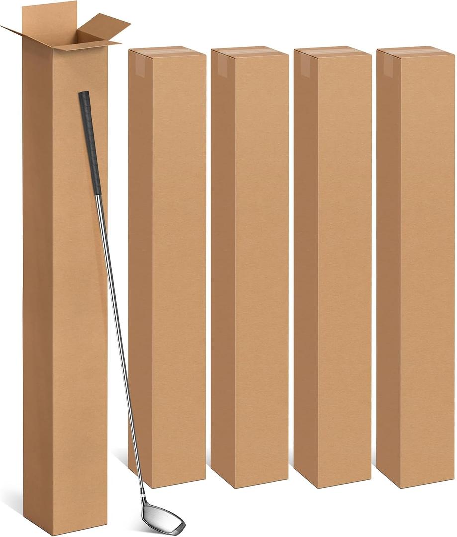 Magicheap 5 Pack Golf Club Shipping Boxes, 48x4x4 Inch Tall Corrugated Cardboard Golf Club Box for Shipping Packaging Moving Mailing